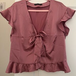 A&F silk tie blouse